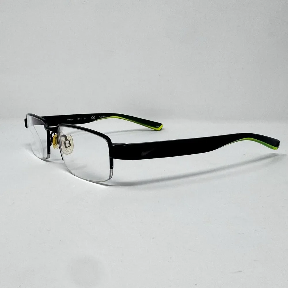 Nike Live Free 8165 001 Black Crystal Volt Half Rim Eyeglass Frames 53-17-140